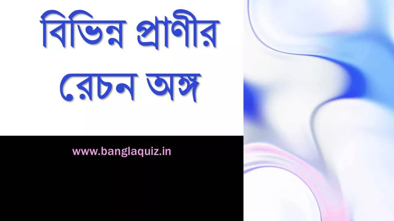 বিভিন্ন প্রাণীর রেচন অঙ্গ তালিকা । Excretory Organs of Animals - PDF 1 বিভিন্ন প্রাণীর রেচন অঙ্গ