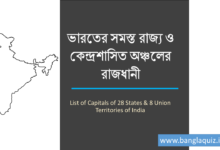 ভারতের সমস্ত রাজ্য ও কেন্দ্রশাসিত অঞ্চলের রাজধানী