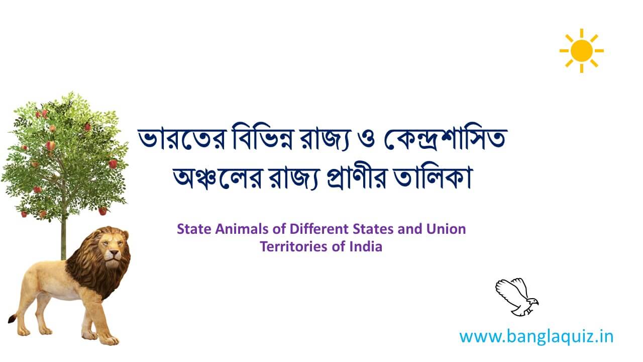 রাজ্য ও কেন্দ্রশাসিত অঞ্চলের রাজ্য প্রাণীর তালিকা