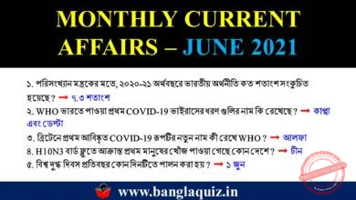 কারেন্ট অ্যাফেয়ার্স জুন ২০২১