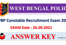 WBPConstable Recruitment Exam 2021 - Questions Paper and Answer Key