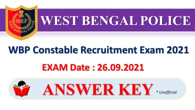 WBPConstable Recruitment Exam 2021 - Questions Paper and Answer Key