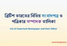 ব্রিটিশ ভারতের বিভিন্ন সংবাদপত্র ও পত্রিকার সম্পাদক তালিকা