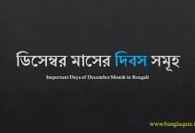 ডিসেম্বর মাসের দিবস সমূহ