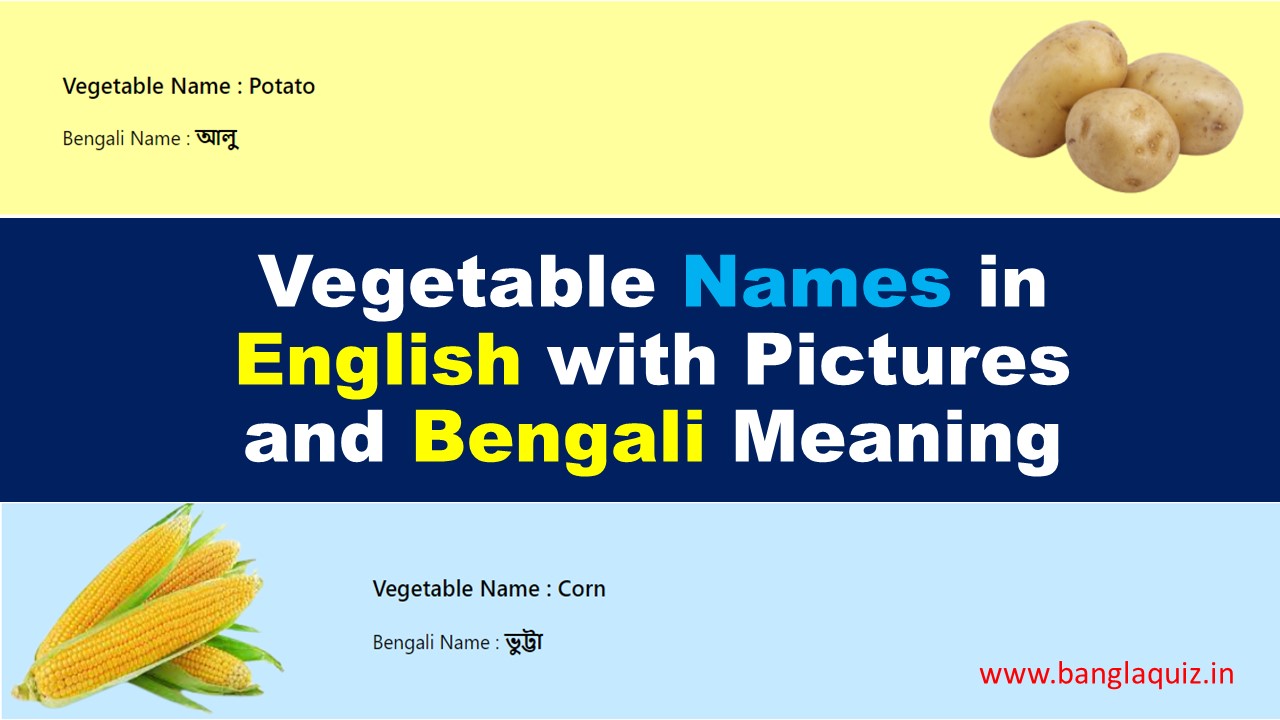 Vegetable Names in English with Pictures and Bengali