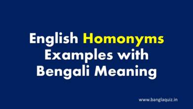 English Homonyms Examples with Bengali Meaning