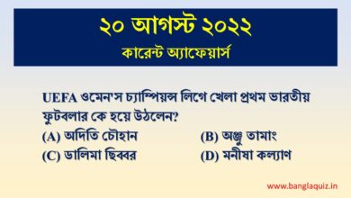 20th August Current Affairs Quiz 2022