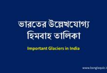Important Glaciers in India