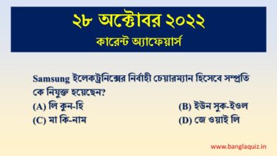 28th October Current Affairs Quiz 2022