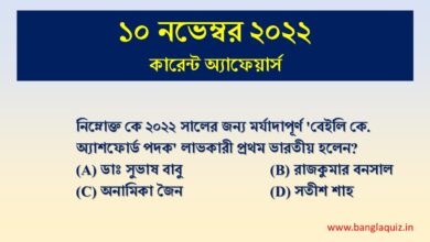 10th November Current Affairs Quiz 2022