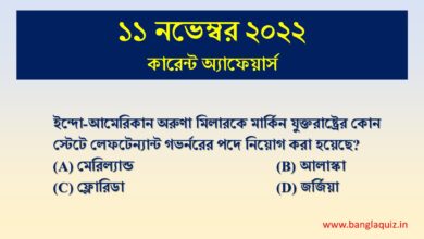11th November Current Affairs Quiz 2022