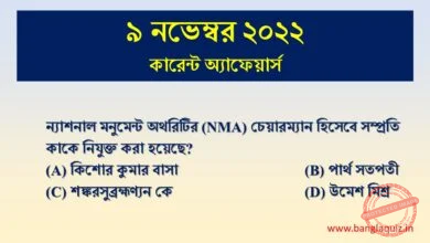 9th November Current Affairs Quiz 2022