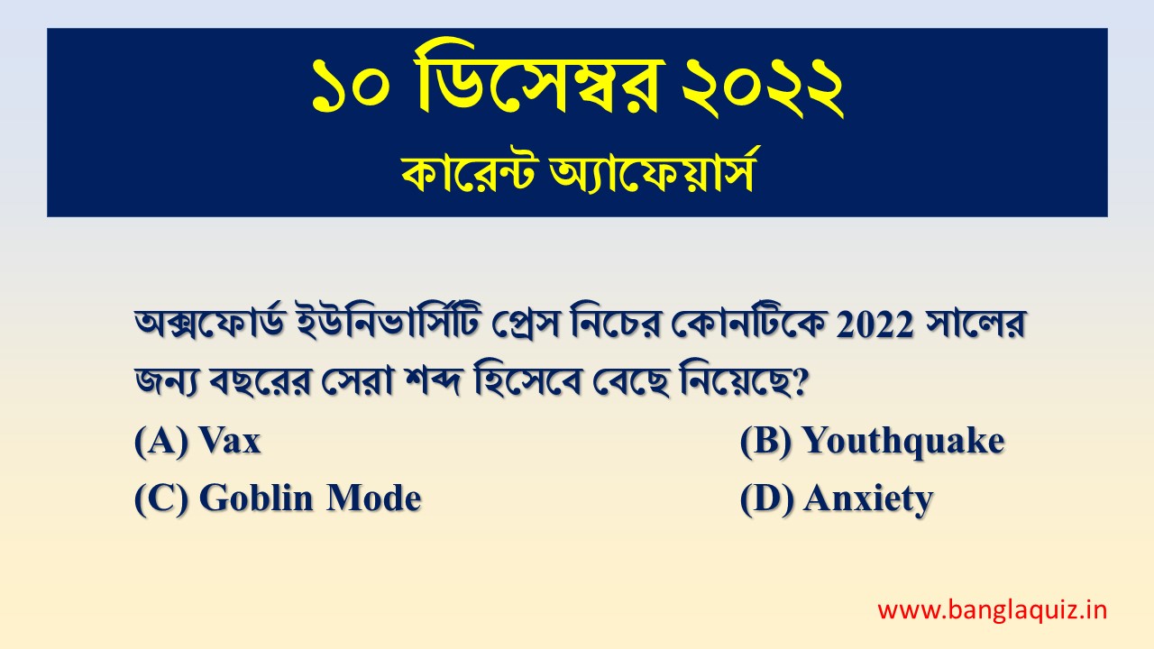 10th December Current Affairs Quiz 2022