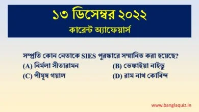 13th December Current Affairs Quiz 2022