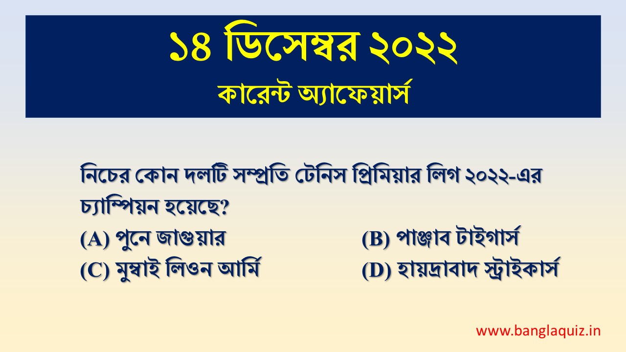 14th December Current Affairs Quiz 2022