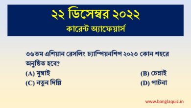 22nd December Current Affairs Quiz 2022