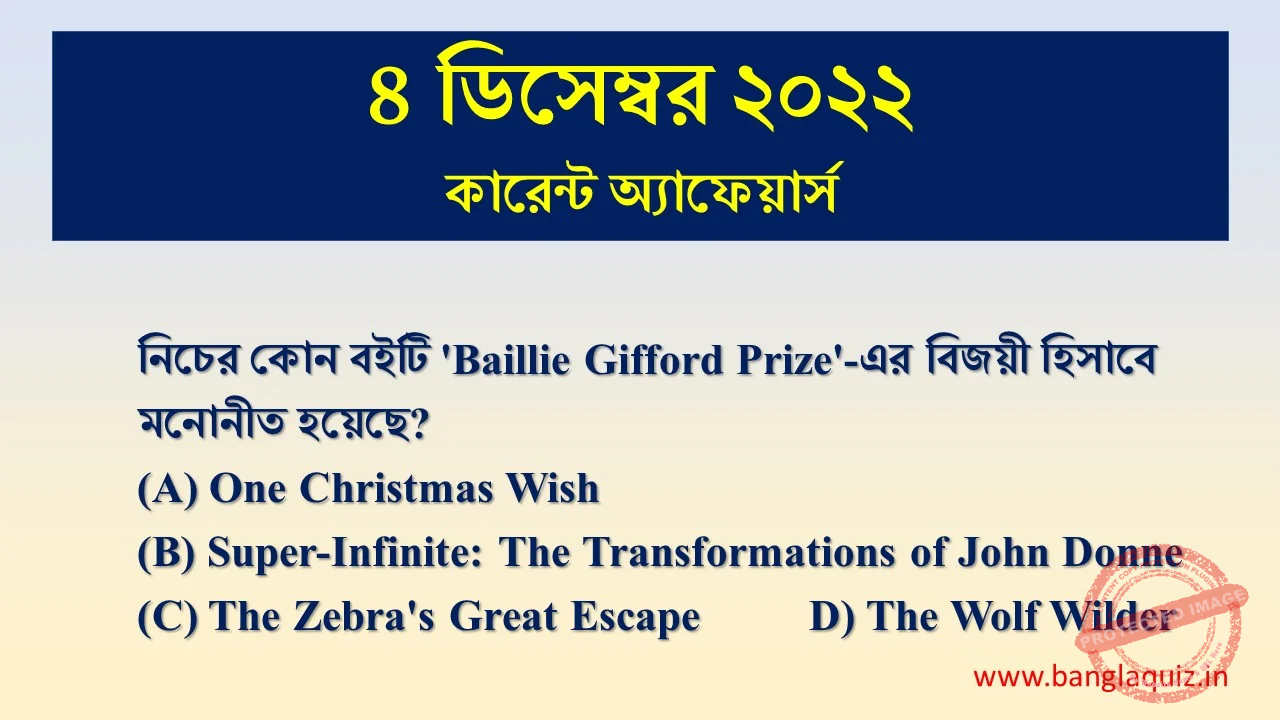 4th December Current Affairs Quiz 2022