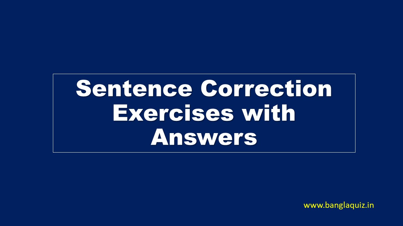 Sentence Correction Exercises with Answers
