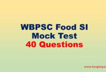 WBPSC Food SI Mock Test